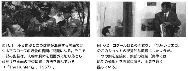 左は『The Hunters』、右は『気狂いピエロ』の画面。各画像の下に中国語の図注がある
